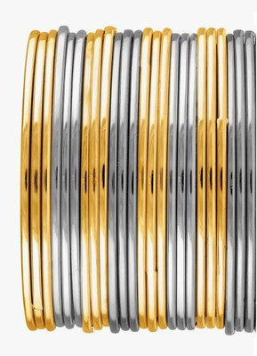 R R C Enterprises Brass, Stainless Steel Gold-plated, Silver Coated Bangle Set(Pack of 24)