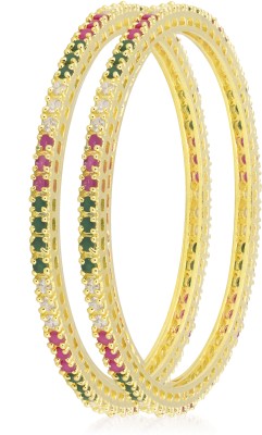 Shining Jewel Brass Cubic Zirconia Gold-plated Bangle