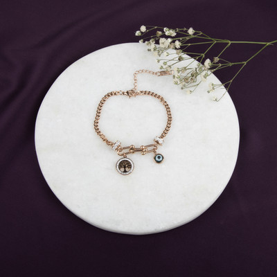 la fille d'or Stainless Steel Diamond Gold-plated Bracelet