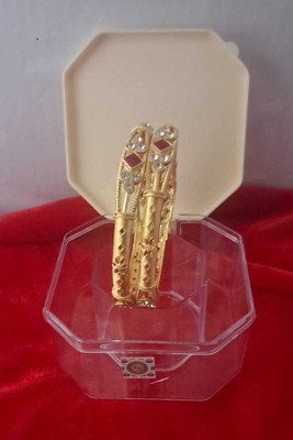Labotey Alloy Cubic Zirconia Gold-plated Bangle Set(Pack of 2)