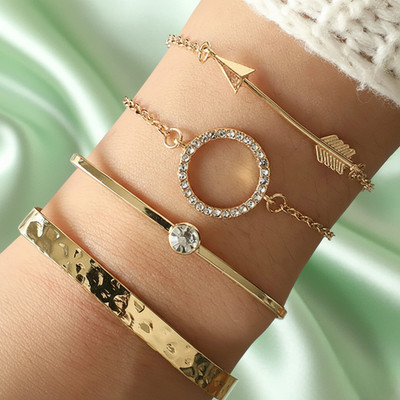 Zaphariq Alloy Cubic Zirconia Gold-plated Bracelet Set(Pack of 4)