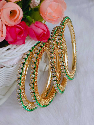 DENICRAAS Alloy Crystal Gold-plated Bangle Set(Pack of 4)