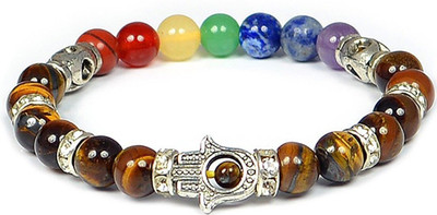 CRYSTU Stone, Crystal, Tiger's Eye, 7 Chakra Beads, Crystal Bracelet