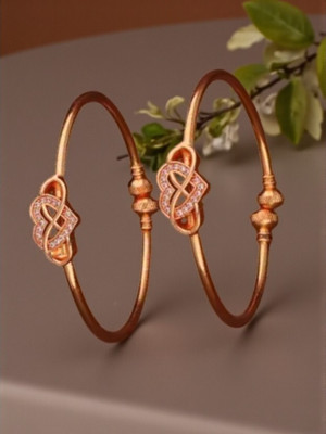 REEWAZIMPERIAL Brass Cubic Zirconia Gold-plated Bangle Set