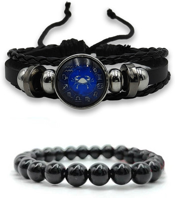 BHAGYA G Black Obsidian Opal Bracelet(Pack of 2)