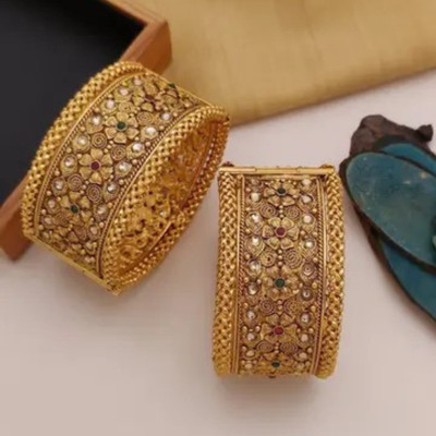 TKRB SALES Brass Agate Gold-plated Bangle Set(Pack of 2)