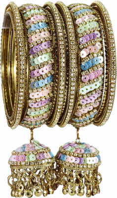 ZULKA Metal Beads, Zircon Bangle Set(Pack of 6)