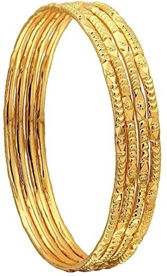 AFJ GOLD Copper Gold-plated Bangle Set(Pack of 4)