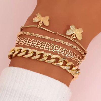 TVI Alloy Gold-plated Bracelet Set(Pack of 4)