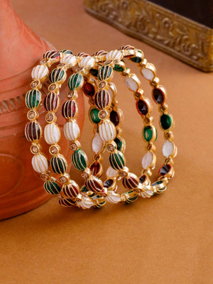 NVR Alloy Gold-plated Bangle Set(Pack of 4)