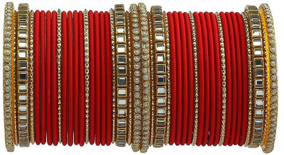 LYBASHINE Metal Crystal Bangle Set(Pack of 10)