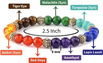 HEALINGGEMS Lapiz Lazuli, Stone, Rose Quartz, Green Aventurine, Amethyst, Tiger's Eye, Lava, 7 Chakra, Red Bracelet(Pack of 2)