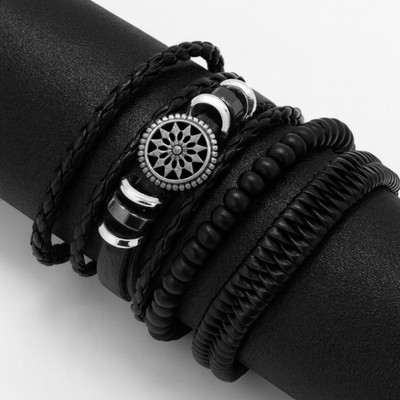 aaravfashion Leather Rhodium Bracelet