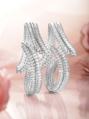 RUBANS Alloy Cubic Zirconia Rhodium Bangle Set(Pack of 2)