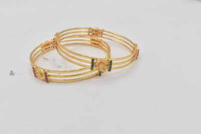 gvg Alloy Cubic Zirconia Gold-plated Bangle Set(Pack of 2)