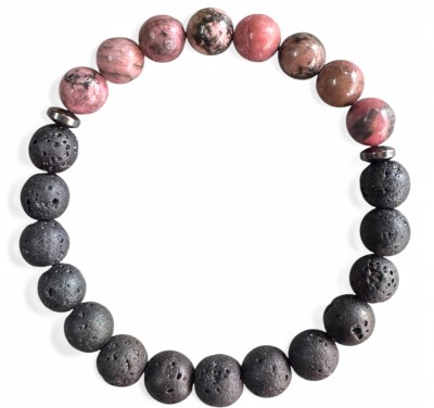 Gems Guru Crystal, Lava, Rhodonite Bracelet