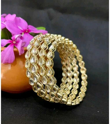 vkat Metal, Alloy Cubic Zirconia Gold-plated Bangle Set(Pack of 4)