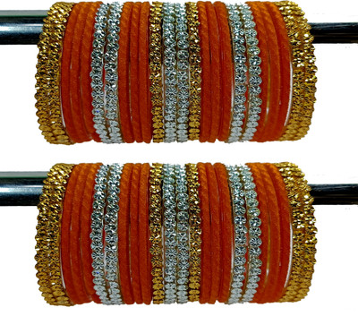 Suhagan Glass Cubic Zirconia Bangle Set(Pack of 48)