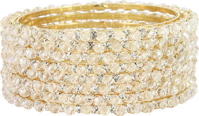 ZULKA Metal Pearl, Zircon Bangle Set(Pack of 8)