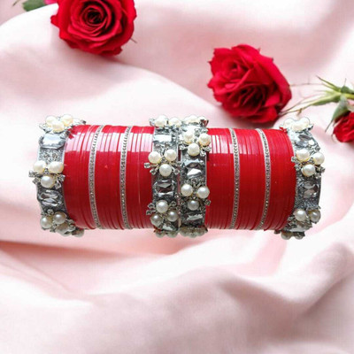 Shriram Plastic Beads Silver Bangle Set(Pack of 44)