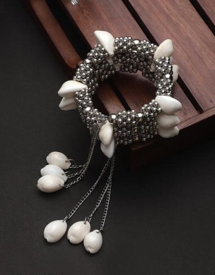 SPARKLIZA Shell, Brass Beads Silver Bracelet