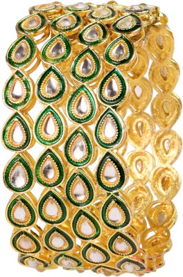 khannak Brass, Crystal Cubic Zirconia Gold-plated Kada(Pack of 4)