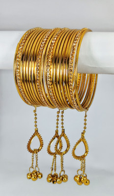 MUQQI Metal Cubic Zirconia Gold-plated Bangle Set(Pack of 10)