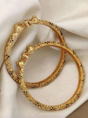 DH JEWELLS Brass Diamond Gold-plated Bangle(Pack of 2)