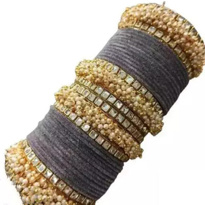 Rajwadi Alloy Pearl Gold-plated Bangle Set(Pack of 10)