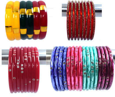 Handloom Creations Plastic Crystal Bangle Set(Pack of 38)