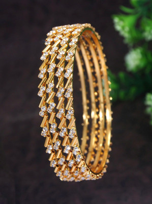 Atulya Brass Diamond Gold-plated Bangle Set(Pack of 4)