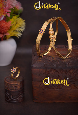 KHOKHARIYA Brass Gold-plated Bangle Set(Pack of 3)