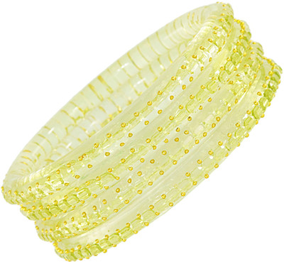 ZULKA Glass Pearl, Crystal Bangle Set(Pack of 4)