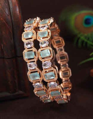 SGA FASHION Brass Cubic Zirconia Gold-plated Bangle Set(Pack of 2)