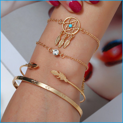 JDENTERPRISES Alloy Cubic Zirconia Gold-plated Bracelet Set(Pack of 4)