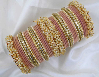 Ha Meem Metal Gold-plated Bangle Set(Pack of 10)