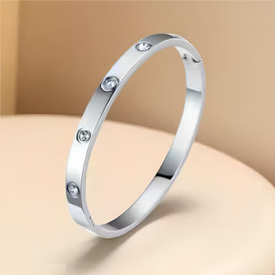 Ruhi Collection Stainless Steel Cubic Zirconia Titanium Bangle