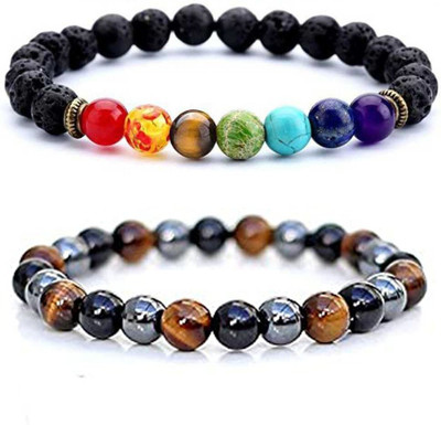 Agatesvibe Stone Beads, Agate, Amber, Crystal, Turquoise, Quartz Bracelet(Pack of 2)