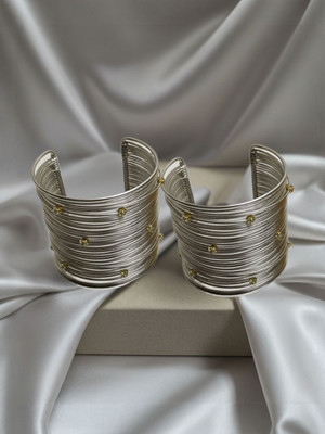 Dressberry Metal Rhodium Cuff(Pack of 2)