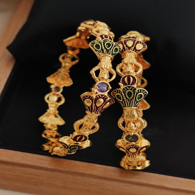 shrrejiart Brass Gold-plated Bangle Set(Pack of 2)