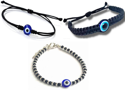 MANMORA Metal, Dori Beads Silver Coated Bracelet(Pack of 3)