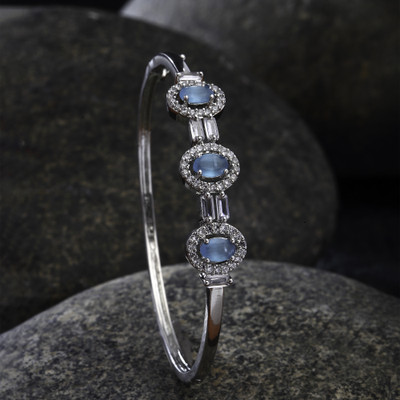 ZENEME Brass Cubic Zirconia Rhodium Bracelet