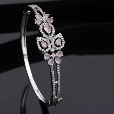 ZENEME Brass Cubic Zirconia Rhodium Bracelet