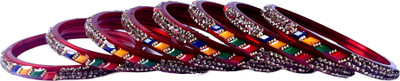 Karaavi Glass Crystal Enamel Bangle Set(Pack of 8)