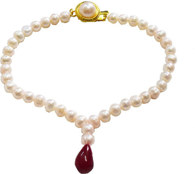 SURAT DIAMONDS Mother of Pearl Pearl, Ruby Bracelet