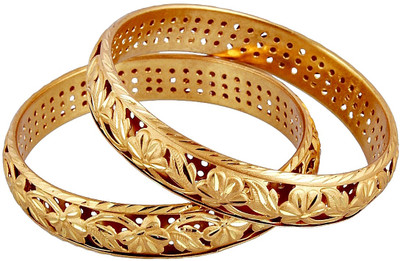 Lucky Jewellery Alloy Gold-plated Bangle Set(Pack of 2)