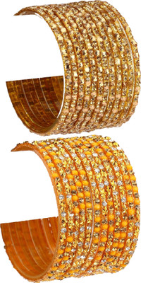 1st Time Glass Beads, Crystal Enamel Bangle Set(Pack of 10)