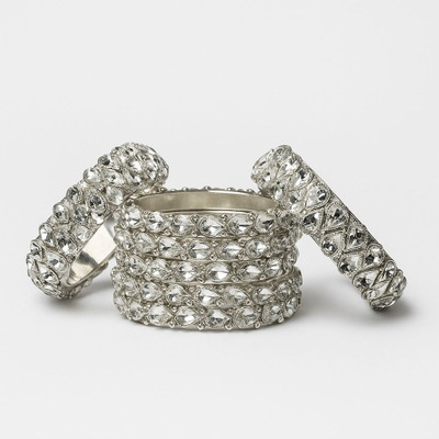 WARISHA Plastic Silver Coated Bangle Set(Pack of 8)