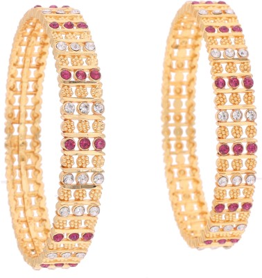 Vedda Brass Diamond Gold-plated Bangle Set(Pack of 2)