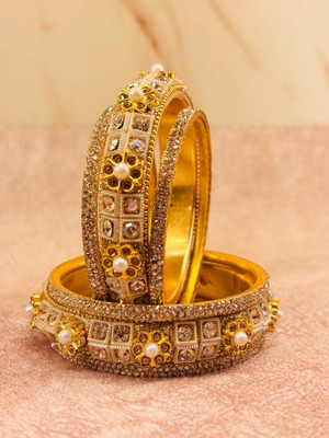 Crazy art gallery Resin Zircon Gold-plated Bangle Set(Pack of 6)